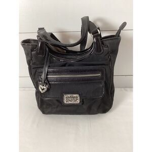 Brighton Pocketbook Medium Black Handbag F098117 Shoulder Bag‎ Pockets Some Wear